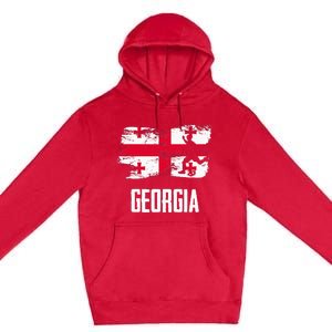 Georgia Flag Jersey Georgian Soccer Team Georgian Premium Pullover Hoodie