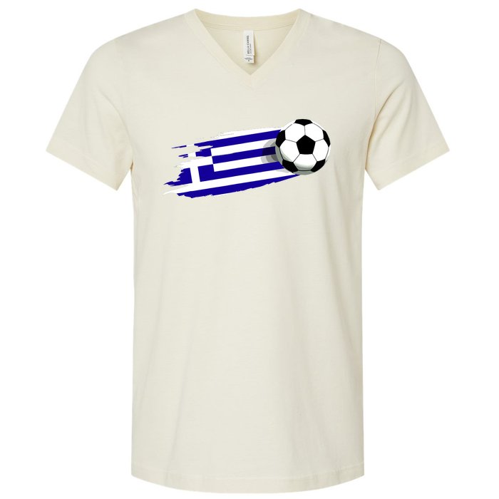 Greece Flag Jersey Greek Soccer Team Greek V-Neck T-Shirt