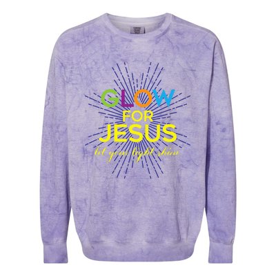 Glow For Jesus Let Your Light Shine Faith Colorblast Crewneck Sweatshirt