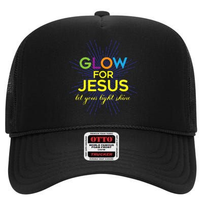 Glow For Jesus Let Your Light Shine Faith High Crown Mesh Back Trucker Hat