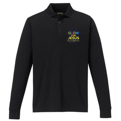 Glow For Jesus Let Your Light Shine Faith Performance Long Sleeve Polo