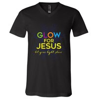 Glow For Jesus Let Your Light Shine Faith V-Neck T-Shirt