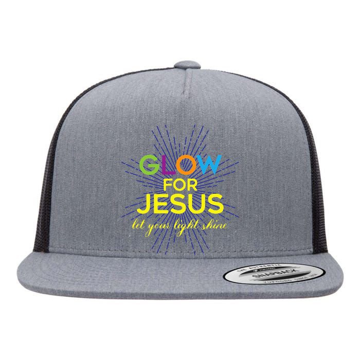 Glow For Jesus Let Your Light Shine Faith Flat Bill Trucker Hat