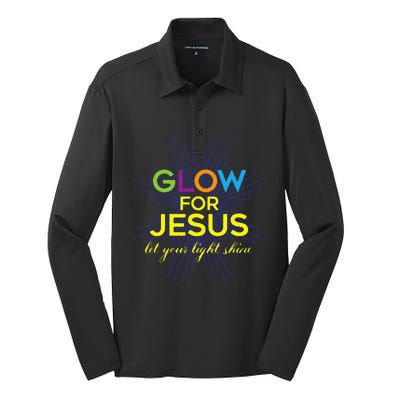 Glow For Jesus Let Your Light Shine Faith Silk Touch Performance Long Sleeve Polo