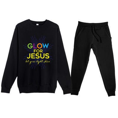 Glow For Jesus Let Your Light Shine Faith Premium Crewneck Sweatsuit Set