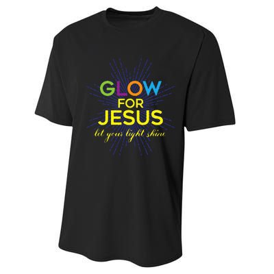 Glow For Jesus Let Your Light Shine Faith Performance Sprint T-Shirt