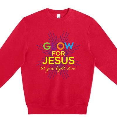 Glow For Jesus Let Your Light Shine Faith Premium Crewneck Sweatshirt