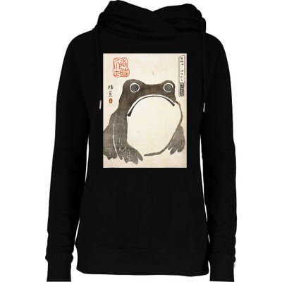 Grumpy Frog Japanese Art Print Womens Funnel Neck Pullover Hood