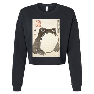 Grumpy Frog Japanese Art Print Cropped Pullover Crew