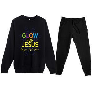 Glow For Jesus  Let Your Light Shine  Faith Apparel Premium Crewneck Sweatsuit Set