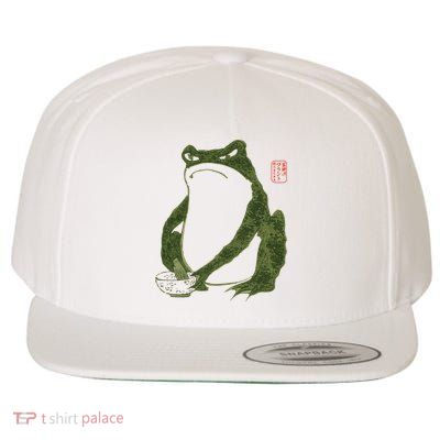 Grumpy Frog Japanese Art Print Wool Snapback Cap