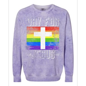 Gay For Jesus Christ Gift Christian Service God Colorblast Crewneck Sweatshirt