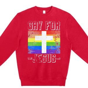 Gay For Jesus Christ Gift Christian Service God Premium Crewneck Sweatshirt