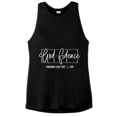 God Fidence Knowing I CanT But He Can Christian Religious Ladies PosiCharge Tri-Blend Wicking Tank