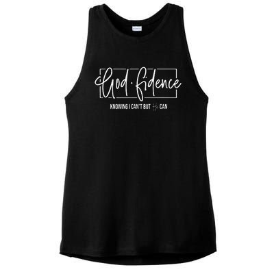 God Fidence Knowing I CanT But He Can Christian Religious Ladies PosiCharge Tri-Blend Wicking Tank