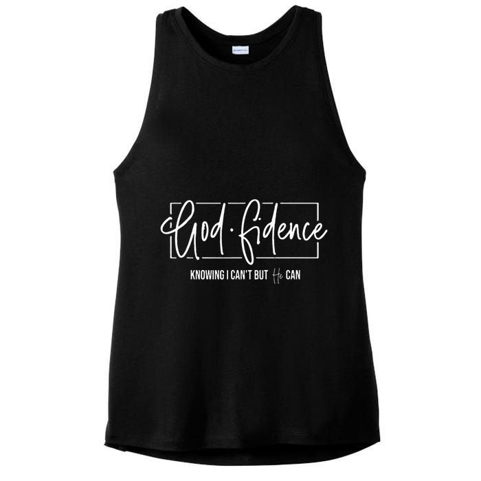 God Fidence Knowing I CanT But He Can Christian Religious Ladies PosiCharge Tri-Blend Wicking Tank
