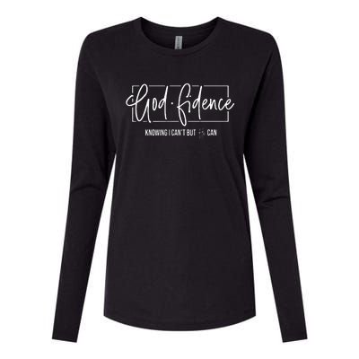 God Fidence Knowing I CanT But He Can Christian Religious Womens Cotton Relaxed Long Sleeve T-Shirt