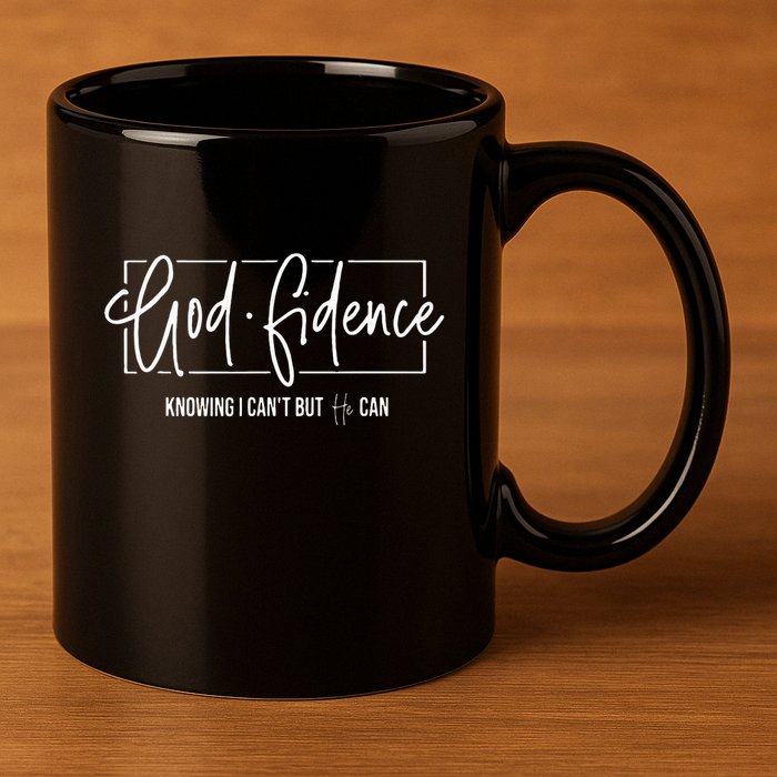God Fidence Knowing I CanT But He Can Christian Religious 11oz C Handle Ceramic Mug