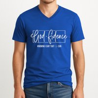 God Fidence Knowing I CanT But He Can Christian Religious V-Neck T-Shirt
