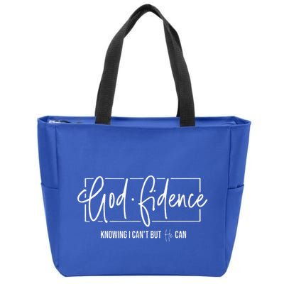 God Fidence Knowing I CanT But He Can Christian Religious Zip Tote Bag