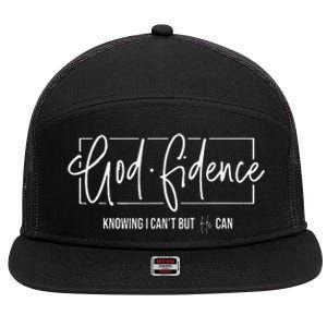 God Fidence Knowing I Cant But He Can Christian Religious 7 Panel Mesh Trucker Snapback Hat