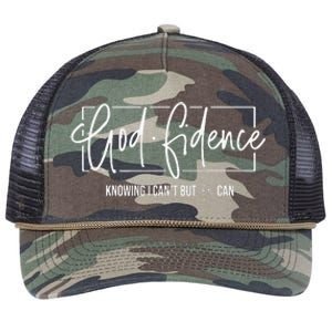 God Fidence Knowing I Cant But He Can Christian Religious Retro Rope Trucker Hat Cap