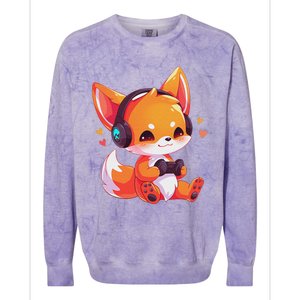 Gamer Fox Kawaii Fox Anime Funny Gaming Cute Fox Video Gamer Colorblast Crewneck Sweatshirt