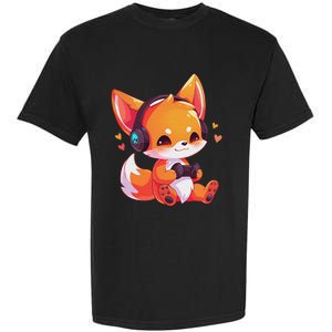 Gamer Fox Kawaii Fox Anime Funny Gaming Cute Fox Video Gamer Garment-Dyed Heavyweight T-Shirt