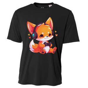 Gamer Fox Kawaii Fox Anime Funny Gaming Cute Fox Video Gamer Cooling Performance Crew T-Shirt