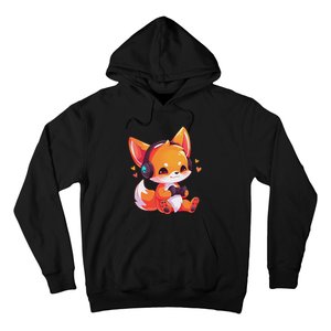 Gamer Fox Kawaii Fox Anime Funny Gaming Cute Fox Video Gamer Hoodie