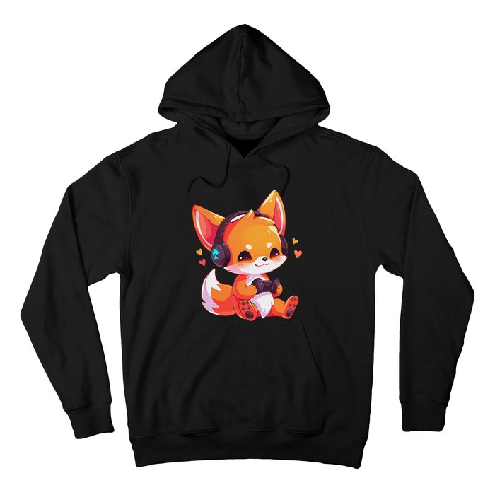 Gamer Fox Kawaii Fox Anime Funny Gaming Cute Fox Video Gamer Hoodie