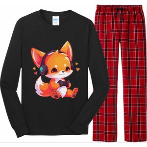 Gamer Fox Kawaii Fox Anime Funny Gaming Cute Fox Video Gamer Long Sleeve Pajama Set