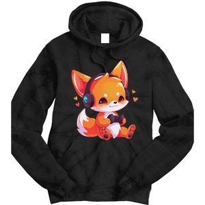 Gamer Fox Kawaii Fox Anime Funny Gaming Cute Fox Video Gamer Tie Dye Hoodie