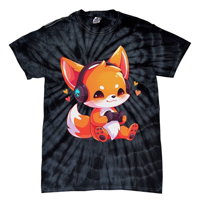 Gamer Fox Kawaii Fox Anime Funny Gaming Cute Fox Video Gamer Tie-Dye T-Shirt