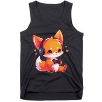 Gamer Fox Kawaii Fox Anime Funny Gaming Cute Fox Video Gamer Tank Top