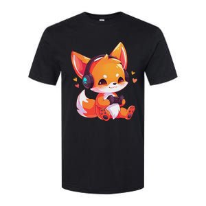 Gamer Fox Kawaii Fox Anime Funny Gaming Cute Fox Video Gamer Softstyle CVC T-Shirt