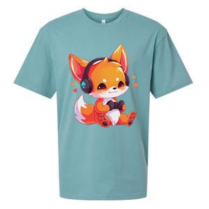 Gamer Fox Kawaii Fox Anime Funny Gaming Cute Fox Video Gamer Sueded Cloud Jersey T-Shirt