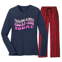 Groovy feeling kinda idgaf-ish today snarky funny Women's Long Sleeve Flannel Pajama Set 