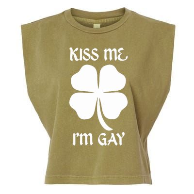 Got Funny Kiss Me Im Gay Four Leaf Clover Garment-Dyed Women's Muscle Tee