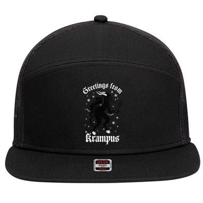 Greetings From Krampus Gruss Vom Krampus Christmas Horror 7 Panel Mesh Trucker Snapback Hat