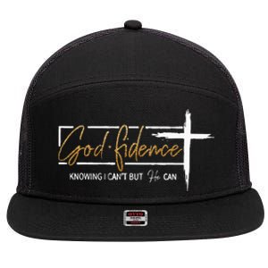 God Fidence Knowing That I CanT But He Can Quote Christian 7 Panel Mesh Trucker Snapback Hat