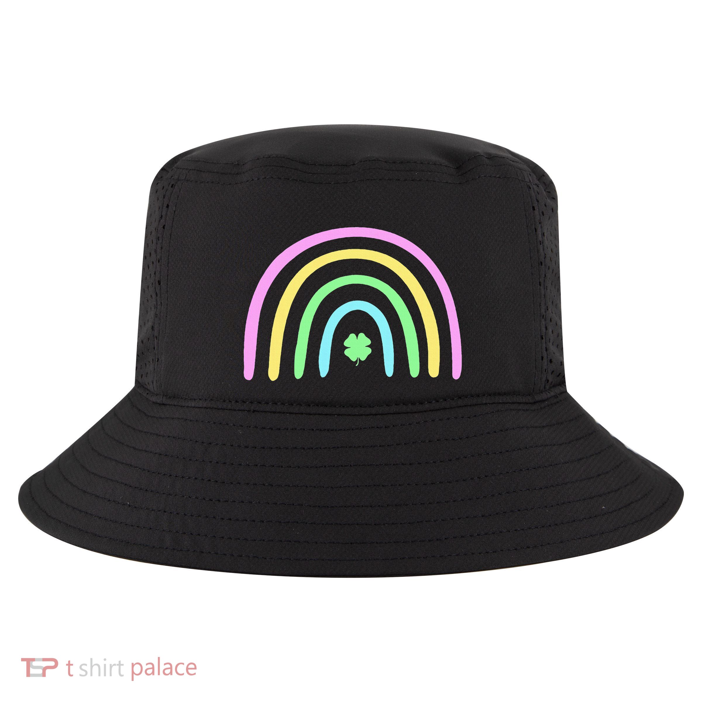 Green Four Leaf Clover Rainbow St Patricks Day Cool Comfort Performance Bucket Hat