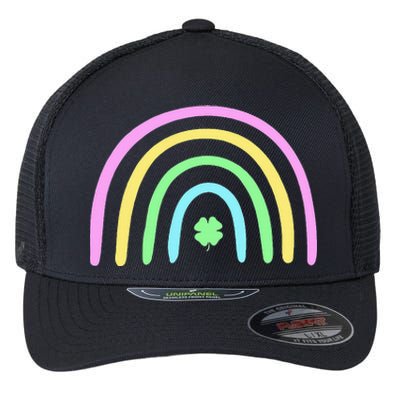 Green Four Leaf Clover Rainbow St Patricks Day Flexfit Unipanel Trucker Cap