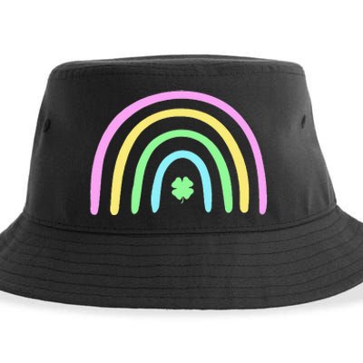 Green Four Leaf Clover Rainbow St Patricks Day Sustainable Bucket Hat