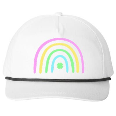 Green Four Leaf Clover Rainbow St Patricks Day Snapback Five-Panel Rope Hat