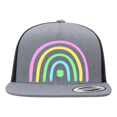 Green Four Leaf Clover Rainbow St Patricks Day Flat Bill Trucker Hat