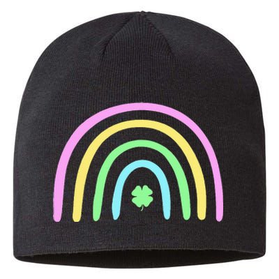 Green Four Leaf Clover Rainbow St Patricks Day Sustainable Beanie