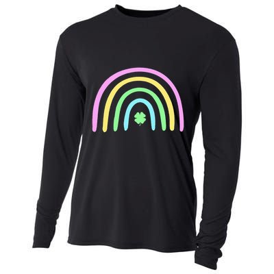 Green Four Leaf Clover Rainbow St Patricks Day Cooling Performance Long Sleeve Crew