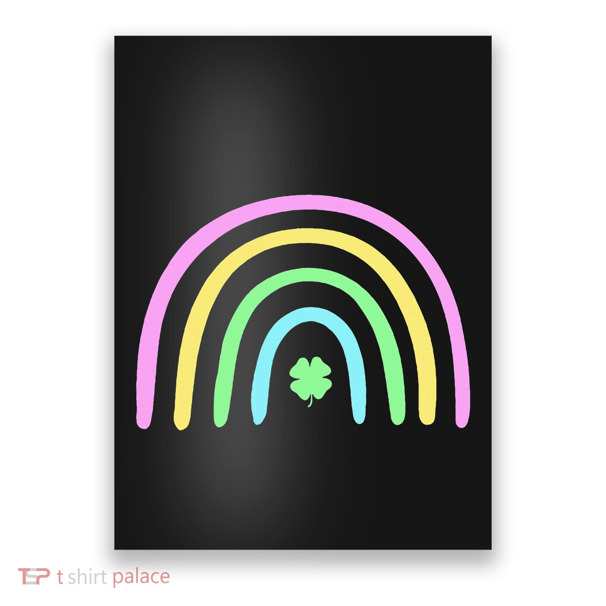 Green Four Leaf Clover Rainbow St Patricks Day Poster