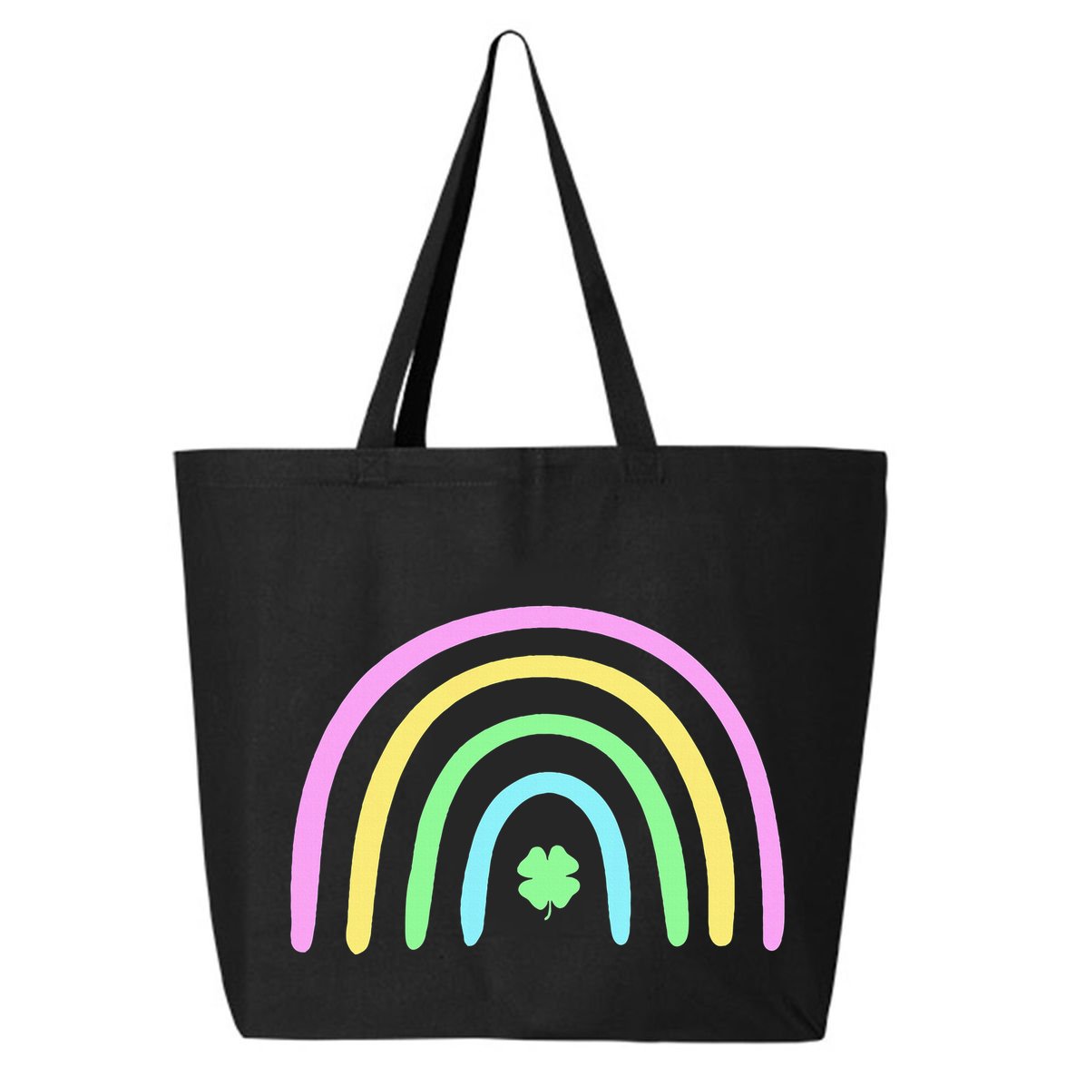 Green Four Leaf Clover Rainbow St Patricks Day 25L Jumbo Tote